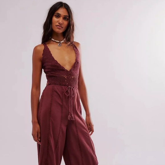free people Freya Crochet One-PieceJumpsuit SZ M